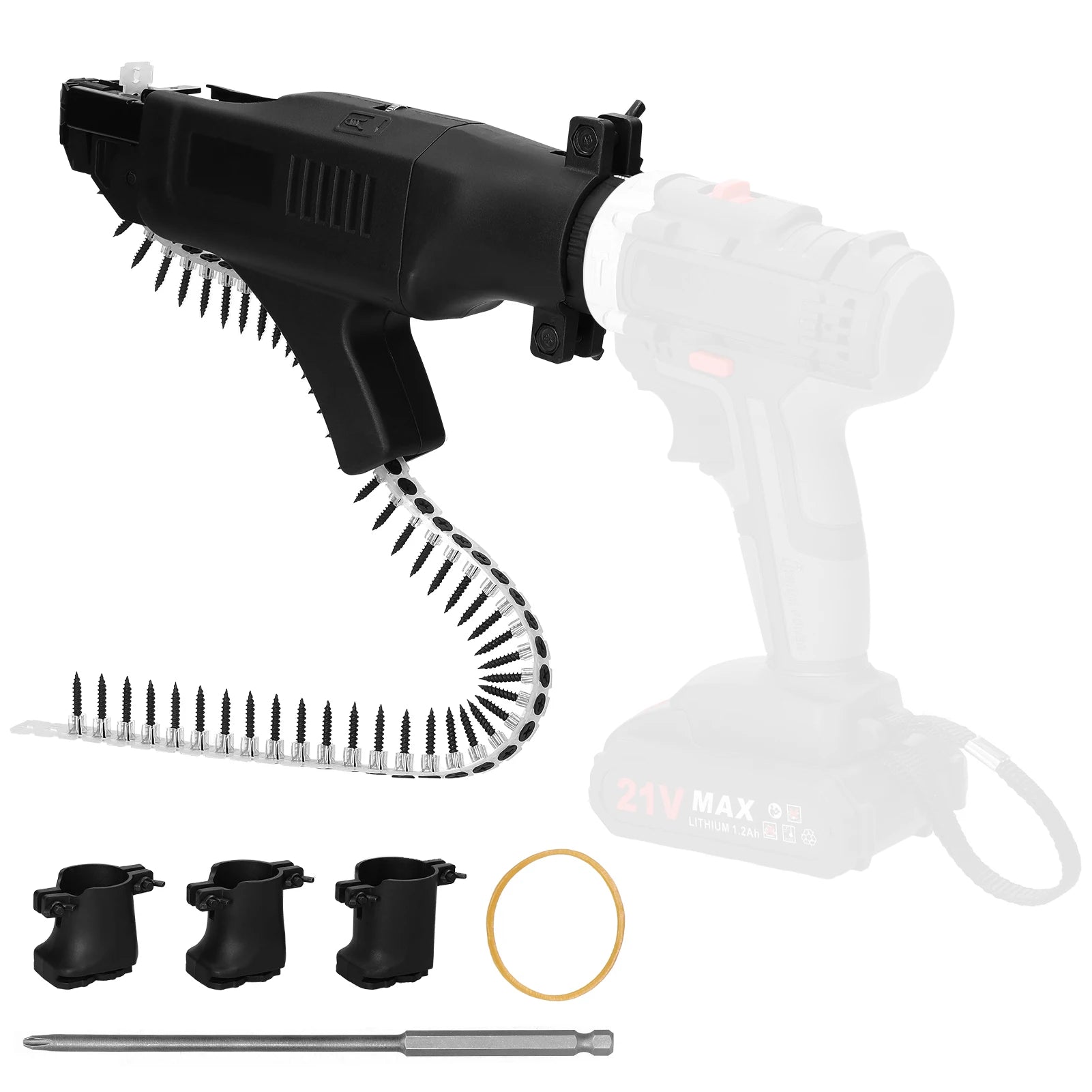 Cordless Drill Chain Screw Feeder Converter with Automatic Screw Feeding and Adjustable Depth Control