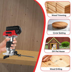 Cordless Wood Router 800W Brushless 30000RPM 5-Speed 18V Trimmer with 5 Router Bits