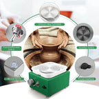 Mini Electric Pottery Wheel Machine 30W 0-2000RPM with 8 Clay Sculpting Tools