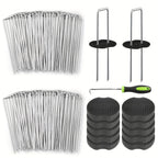 Landscape Staples 100 Pack Heavy Duty Galvanized 15cm 11 Gauge Garden Ground Pins with Gaskets