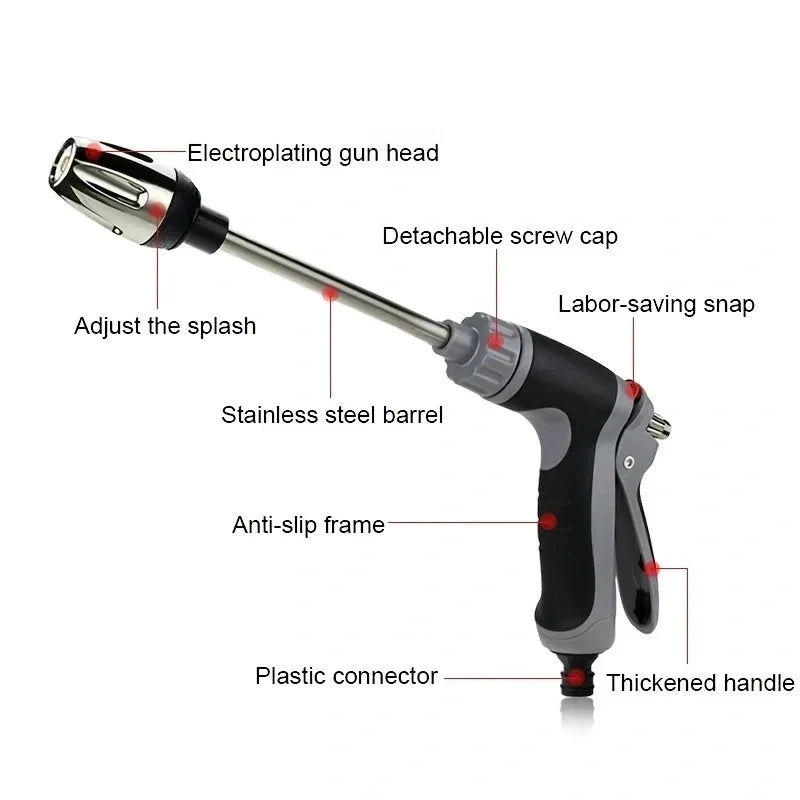 Heavy Duty Garden Hose Spray Nozzle with Adjustable Water Flow for Car Cleaning and Plant Watering