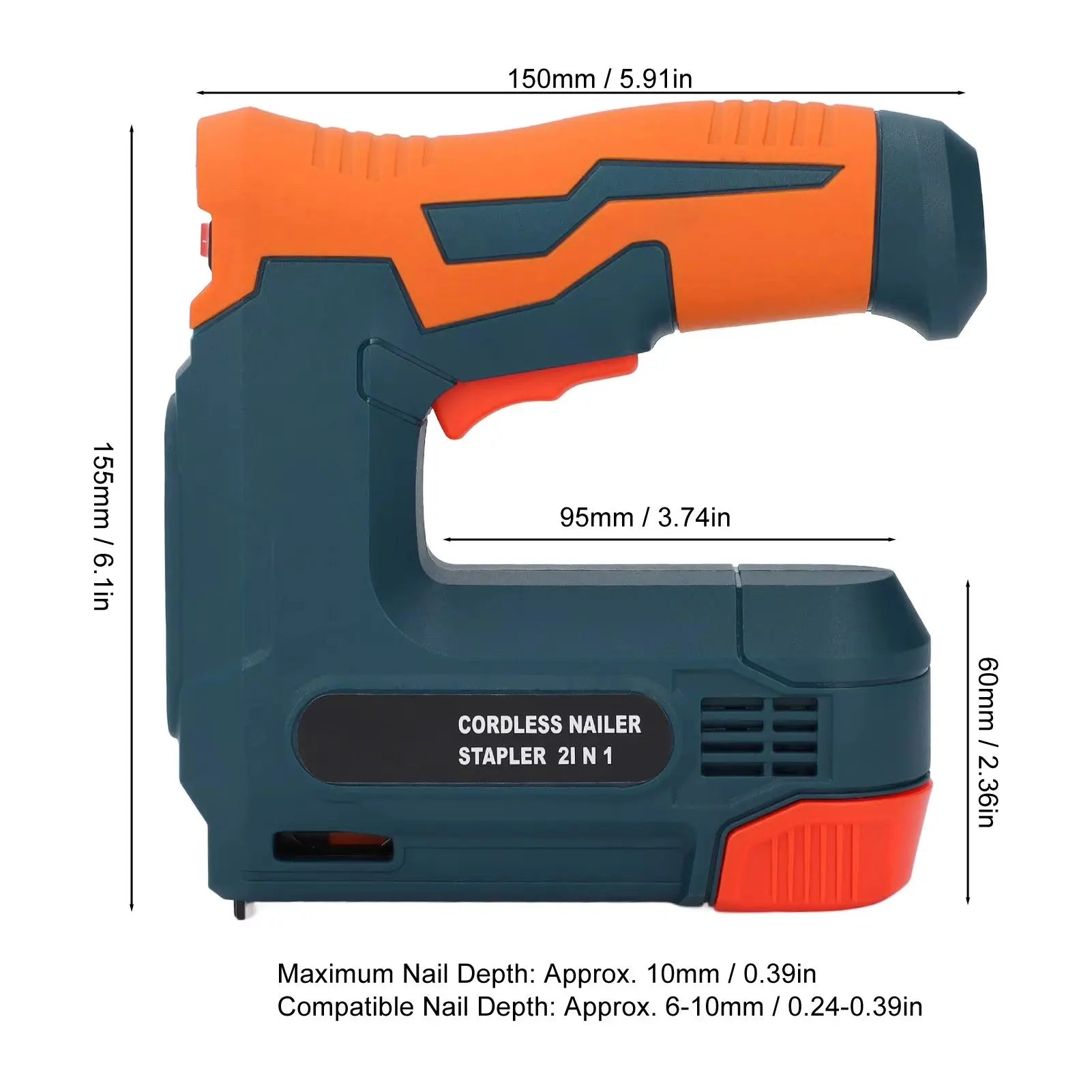 Portable Cordless Electric Staple Gun 2000mAh Rechargeable Nail Stapler with 6mm & 10mm Staples USB Charging