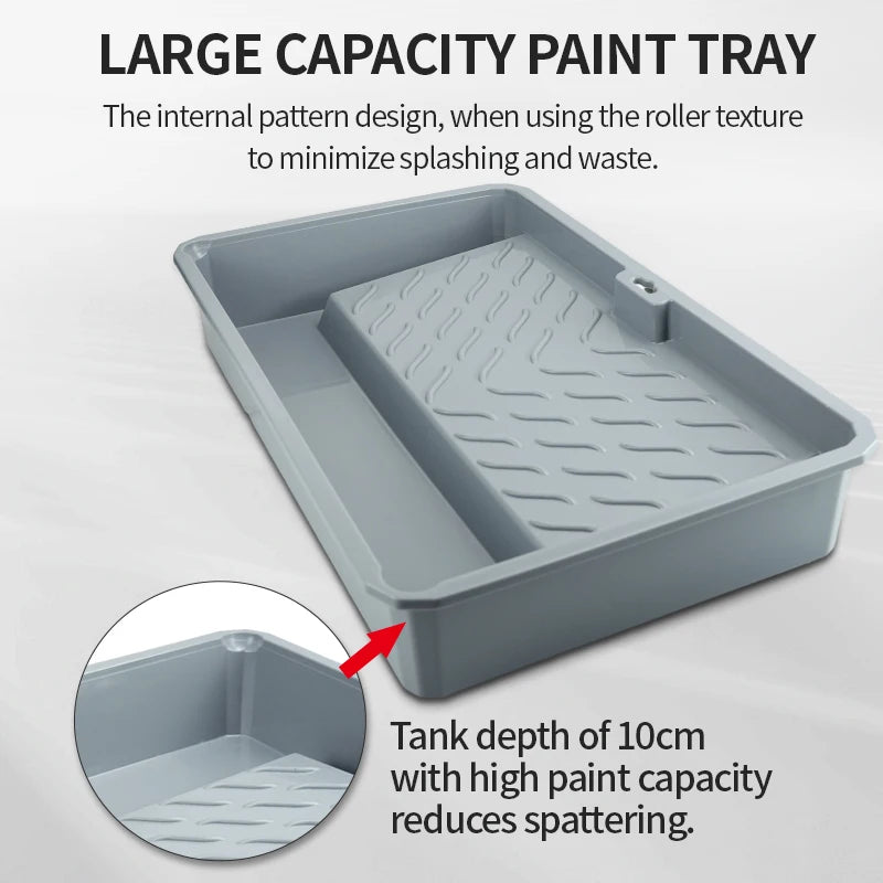 All-in-One Paint Roller Set with Tray Extension Handle and High Absorption Fiber Roller Brush