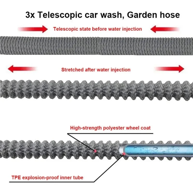 Flexible Expandable Garden Water Hose with Adjustable Spray Nozzle 25ft