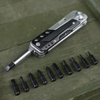6-in-1 Stainless Steel Multi Tool with Scissors Screwdrivers and Folding Utility Blade Portable Pocket Tool