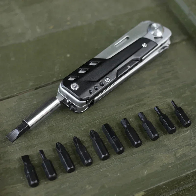 6-in-1 Stainless Steel Multi Tool with Scissors Screwdrivers and Folding Utility Blade Portable Pocket Tool