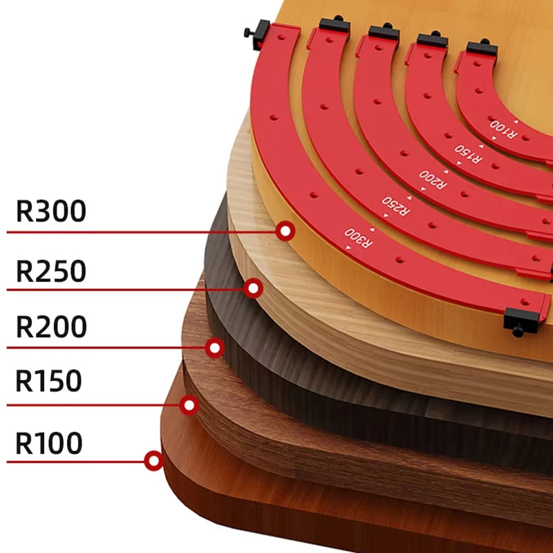 5 Piece Radius Corner Jig Set Aluminium Alloy Woodworking Templates for Router Corner Shaping