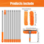 100-420cm Telescopic Window Cleaning Kit 2-in-1 Double Sided Squeegee & Duster Mop