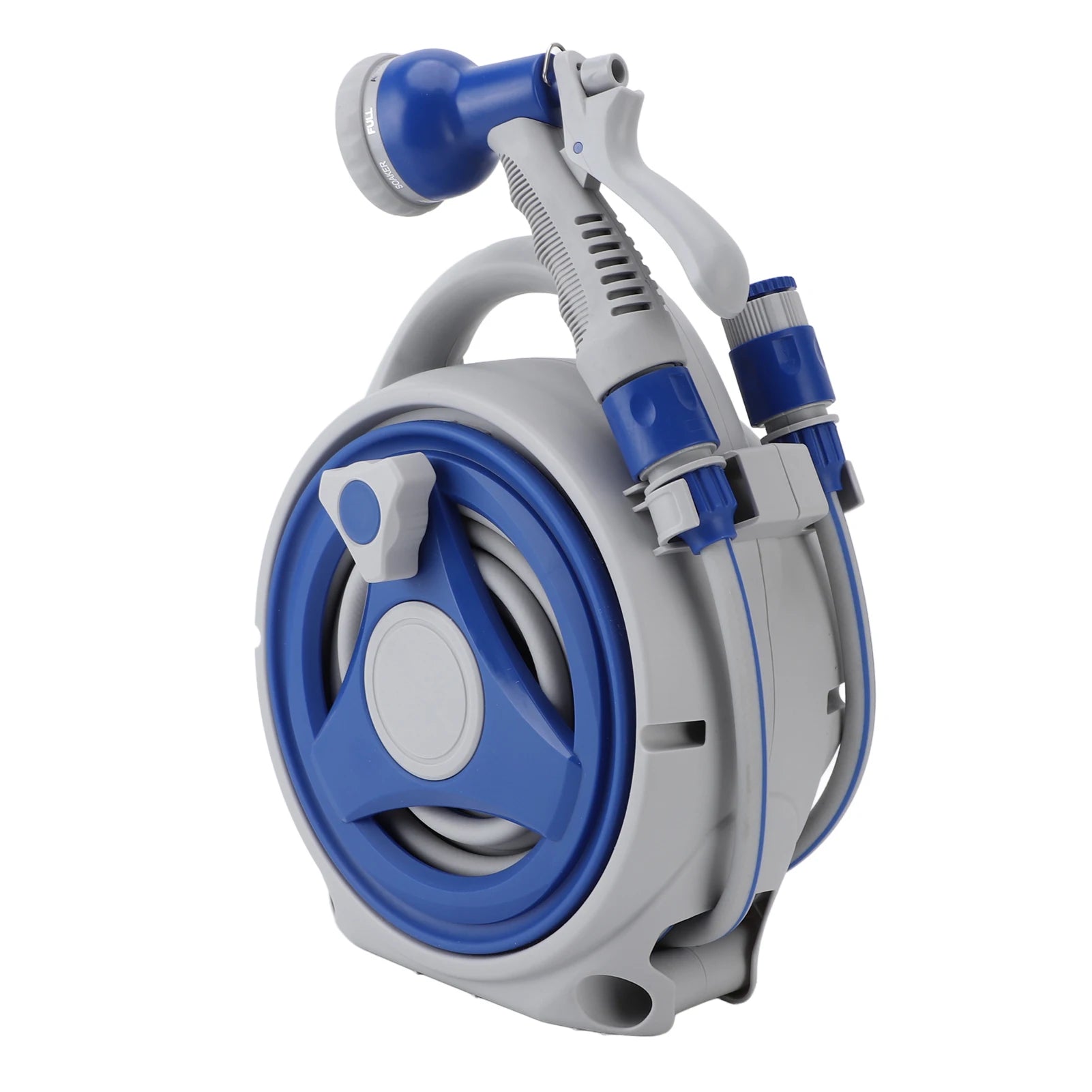 Portable Garden Hose Reel 15m with Spray Nozzle Compact Watering Hose Set
