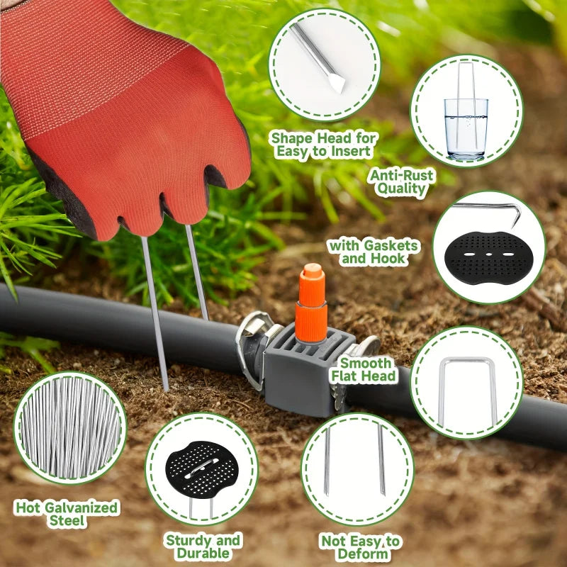 Landscape Staples 100 Pack Heavy Duty Galvanized 15cm 11 Gauge Garden Ground Pins with Gaskets