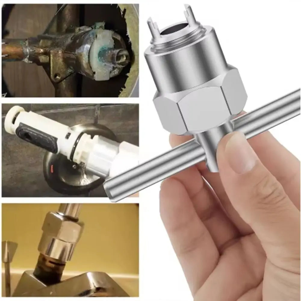 Faucet Cartridge Puller Tool Heavy Duty Aluminum Alloy Valve Core Removal Wrench