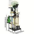 Heavy Duty Garden Tool Organizer Rack with Storage Slots for Rakes Brooms and Long Handle Tools
