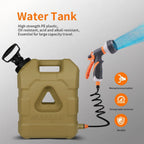 21L Portable Camping Water Tank with Manual Pressure Pump, Spray Head and Coiled Hose