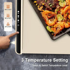 Portable Electric Food Warming Tray 67 x 38cm Foldable Silicone Heating Mat with 3 Temperature Levels