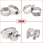 60pcs Stainless Steel Hose Clamps Adjustable 0.8–3.8cm Pipe Clips Set
