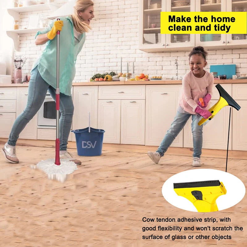Cordless 3-in-1 Window Vacuum Cleaner with Spray, Wipe & Squeegee for Glass, Mirrors & Tiles