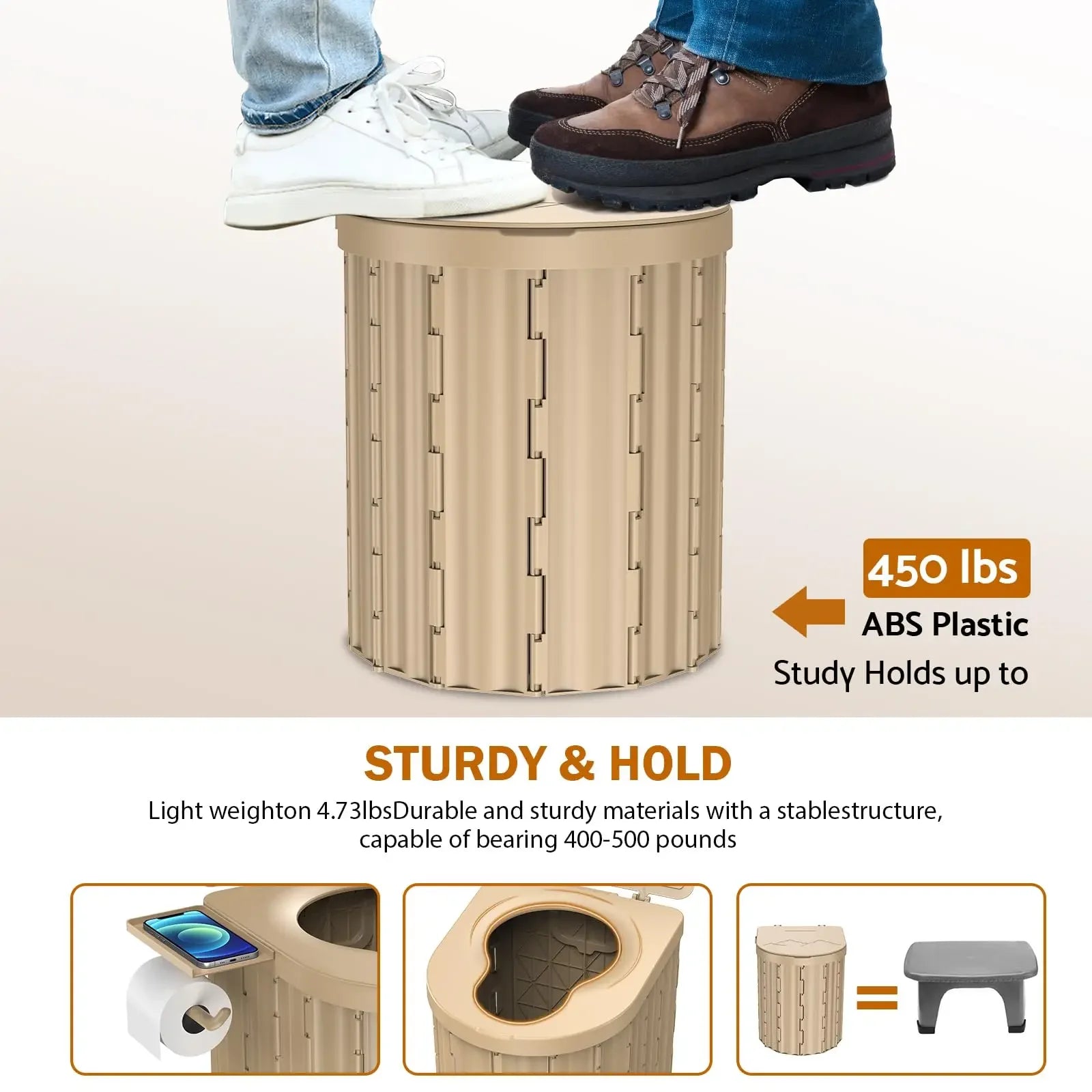 Portable Folding Camping Toilet with Storage Bag and Waste Bags for Camping Hiking RV Travel