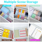 Adjustable Drawer Organizers 10 Pack Clear Expandable PS Plastic Storage Dividers for Dressers and Kitchen Drawers