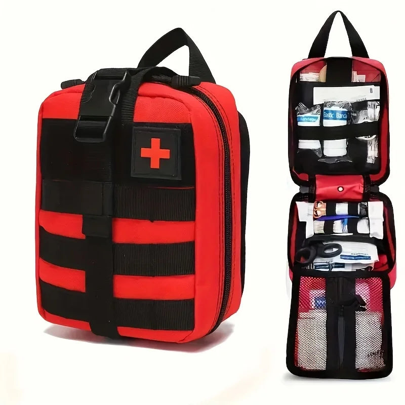Portable 205-Piece Emergency First Aid Kit with Bandages, Gauze and Survival Accessories