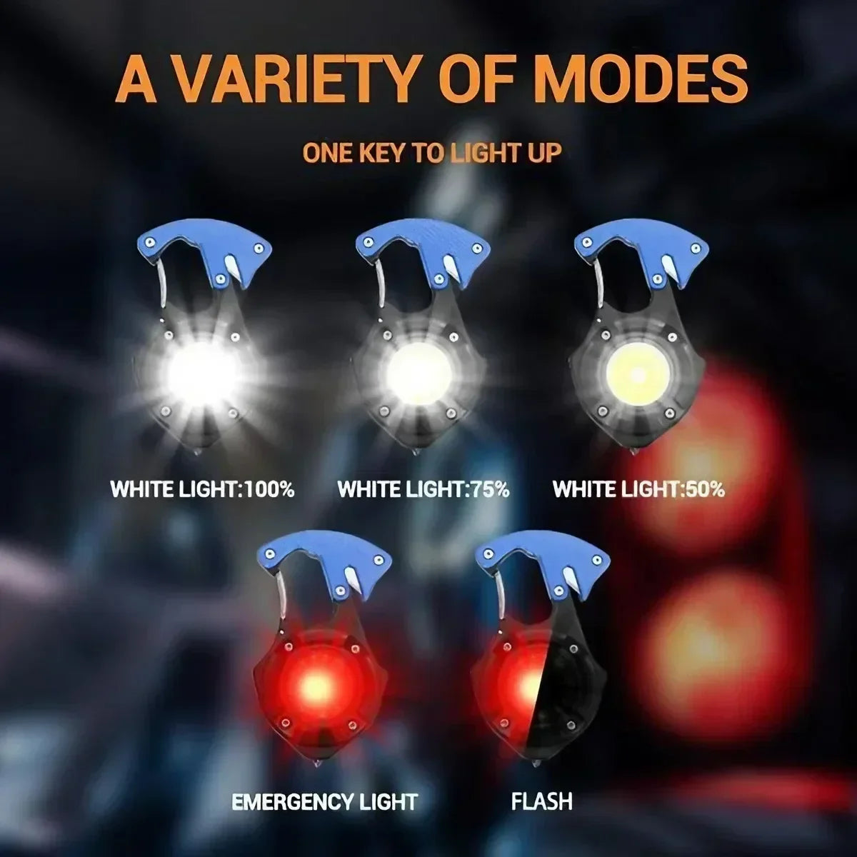 Multifunctional Rechargeable LED Light Keychain Mini Flashlight for Outdoor Camping Hiking Fishing BBQ