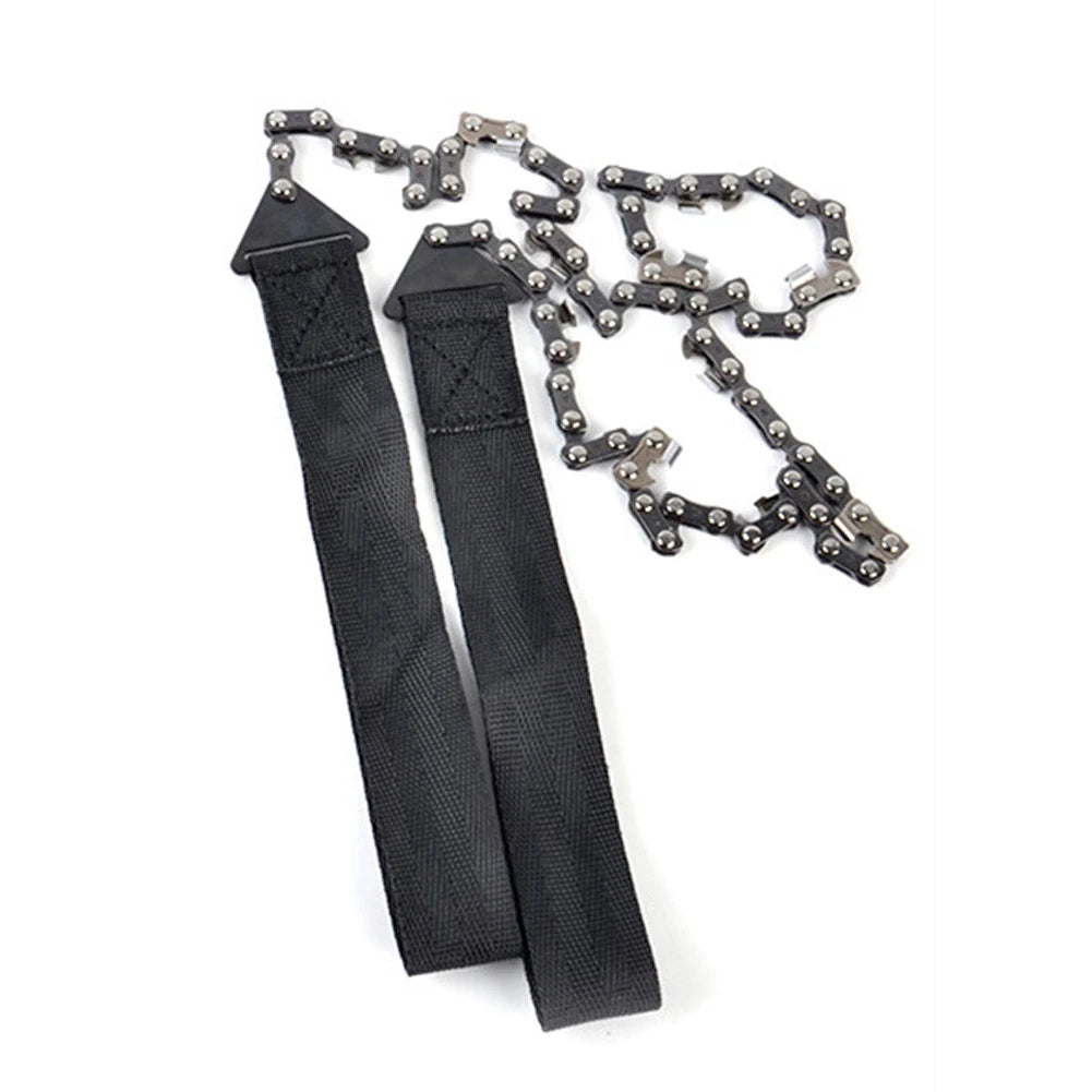 Portable Manual Pocket Saw with Steel Cutting Chain and Handles for Camping Hiking Outdoor Wood Cutting