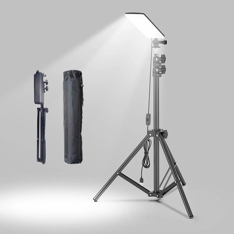 Portable Telescopic LED Tripod Light Rechargeable Outdoor Camping Work Lamp with Storage Bag