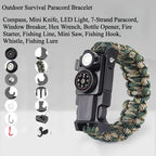 Paracord Survival Bracelet 13-in-1 Outdoor Multi Tool with LED Light Compass and Fire Starter