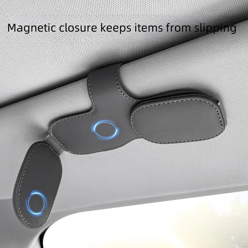 Portable Car Sunglasses Holder Double Clip Visor Organizer for Glasses Cards and Bills