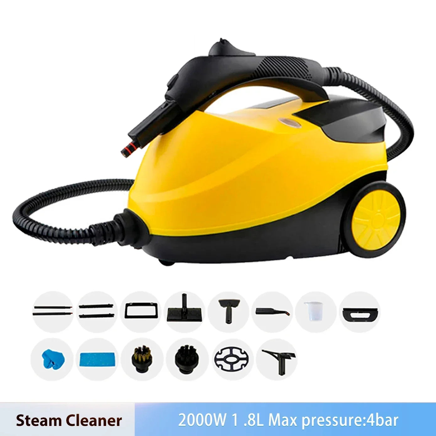 2000W High Pressure Electric Steam Cleaner Portable Multi-Surface Deep Cleaning for Home Kitchen Car