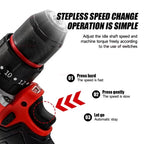 Heavy Duty Cordless Brushless Electric Impact Drill with LED Light Rechargeable Power Tool for DIY Use