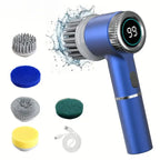 Cordless Electric Spin Cleaning Brush with LED Display, 5 Replaceable Heads, 3 Speed Adjustable Kitchen Bathroom Scrubber