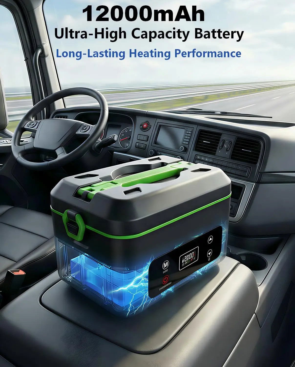 Cordless Electric Lunch Box 1.2L Rechargeable Food Warmer 100W with Carry Bag and Battery