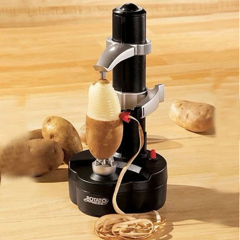 Portable Electric Apple Potato Peeler Cutter Spiral Slicer with Stainless Steel Blade and Power Adapter