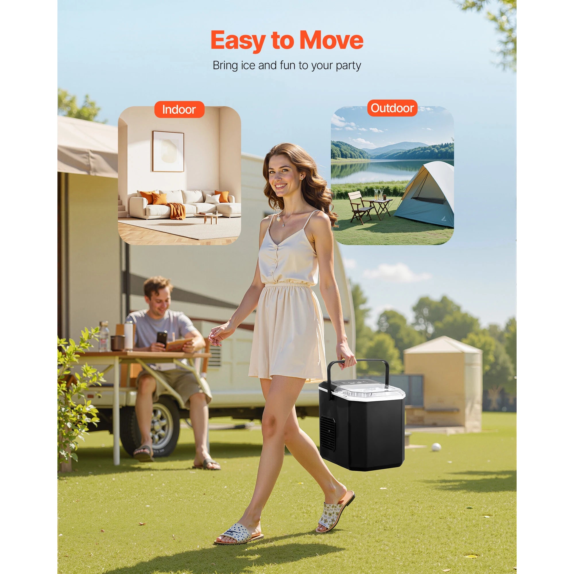 Countertop Ice Maker 100W 9 Cubes Portable Bullet Ice Machine with Basket and Scoop