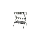 Foldable Camping Storage Rack Aluminum Alloy Multi-Level Organizer with Hanging Hooks