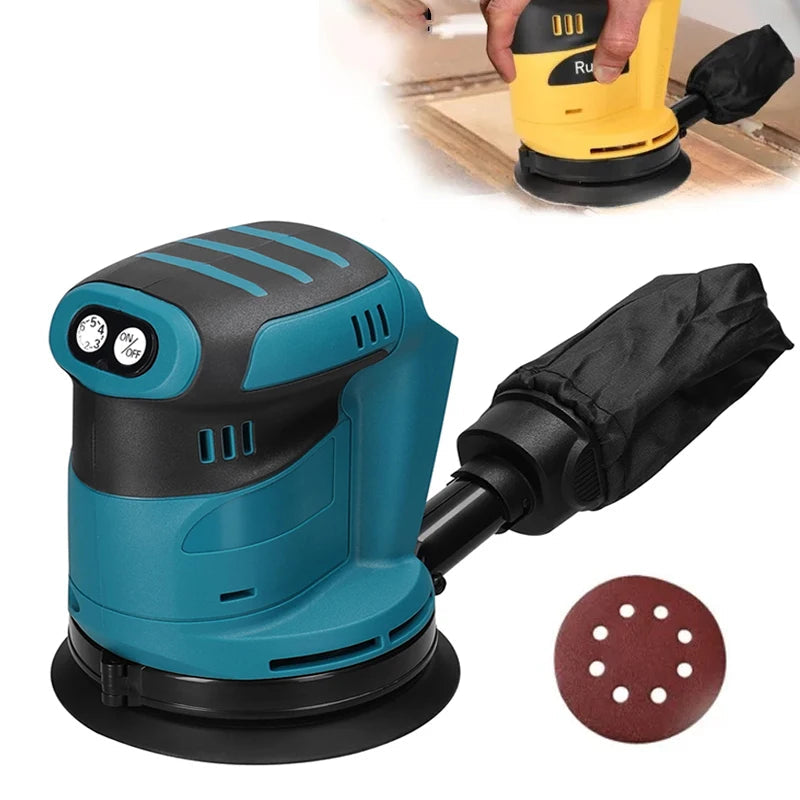 Cordless Random Orbital Sander Polisher 125mm Brushless 6-Speed 12000RPM for 18V Batteries