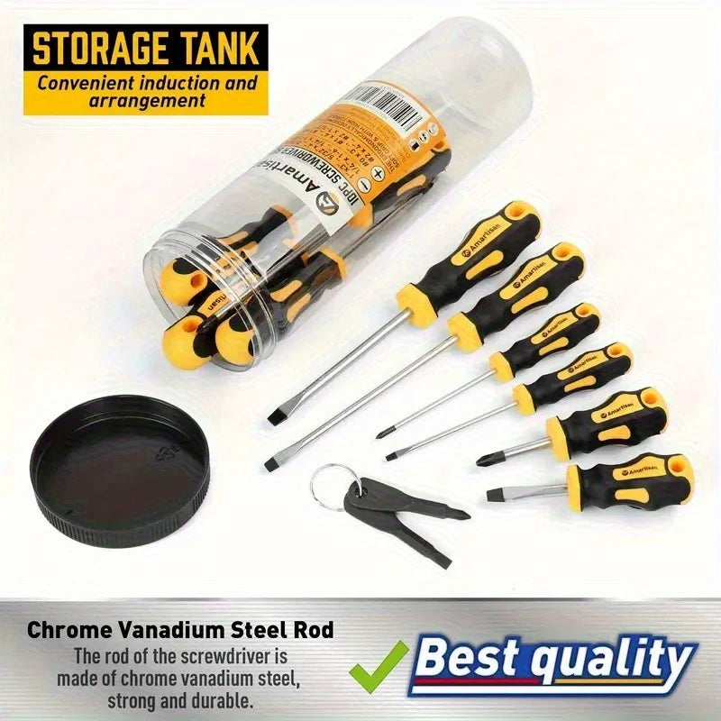 Heavy Duty Precision Screwdriver Set with Magnetic Bit Holder and Portable Carry Case