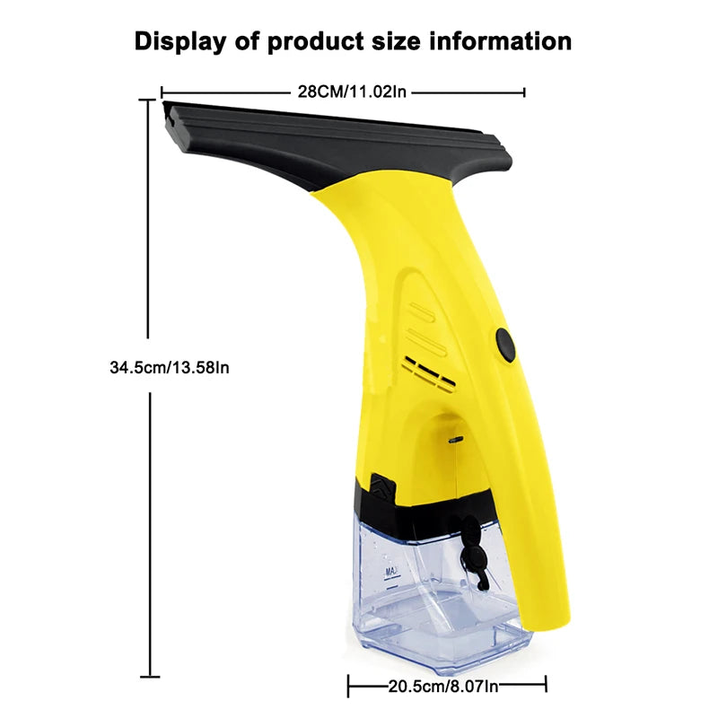 Cordless 3-in-1 Window Vacuum Cleaner with Spray, Wipe & Squeegee for Glass, Mirrors & Tiles