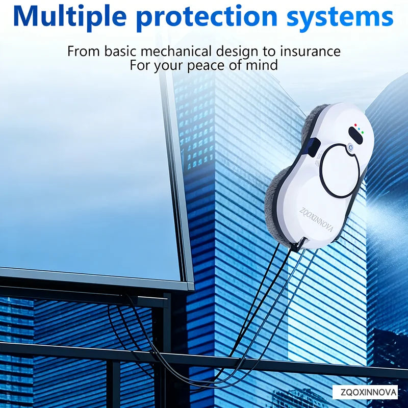 Smart Robot Window Cleaner Vacuum with Automatic Glass Cleaning System and 450cm Cord