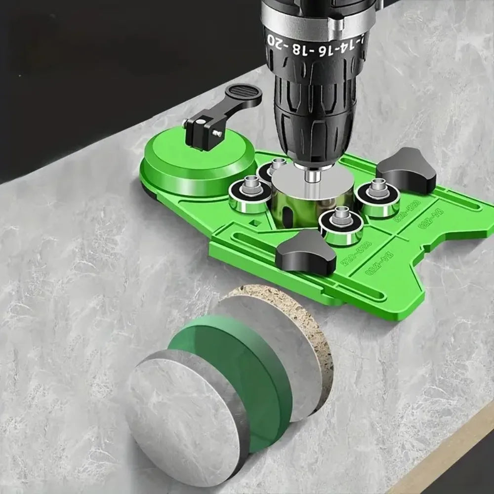 Diamond Hole Saw Kit 11 Piece 6-32mm with Adjustable Suction Guide for Tile Glass Marble Granite