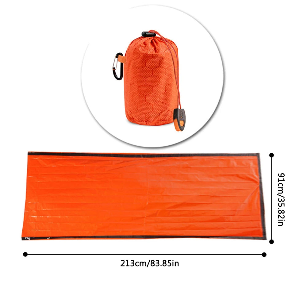 Portable Waterproof Emergency Survival Blanket with Storage Bag and Whistle for Camping and Hiking
