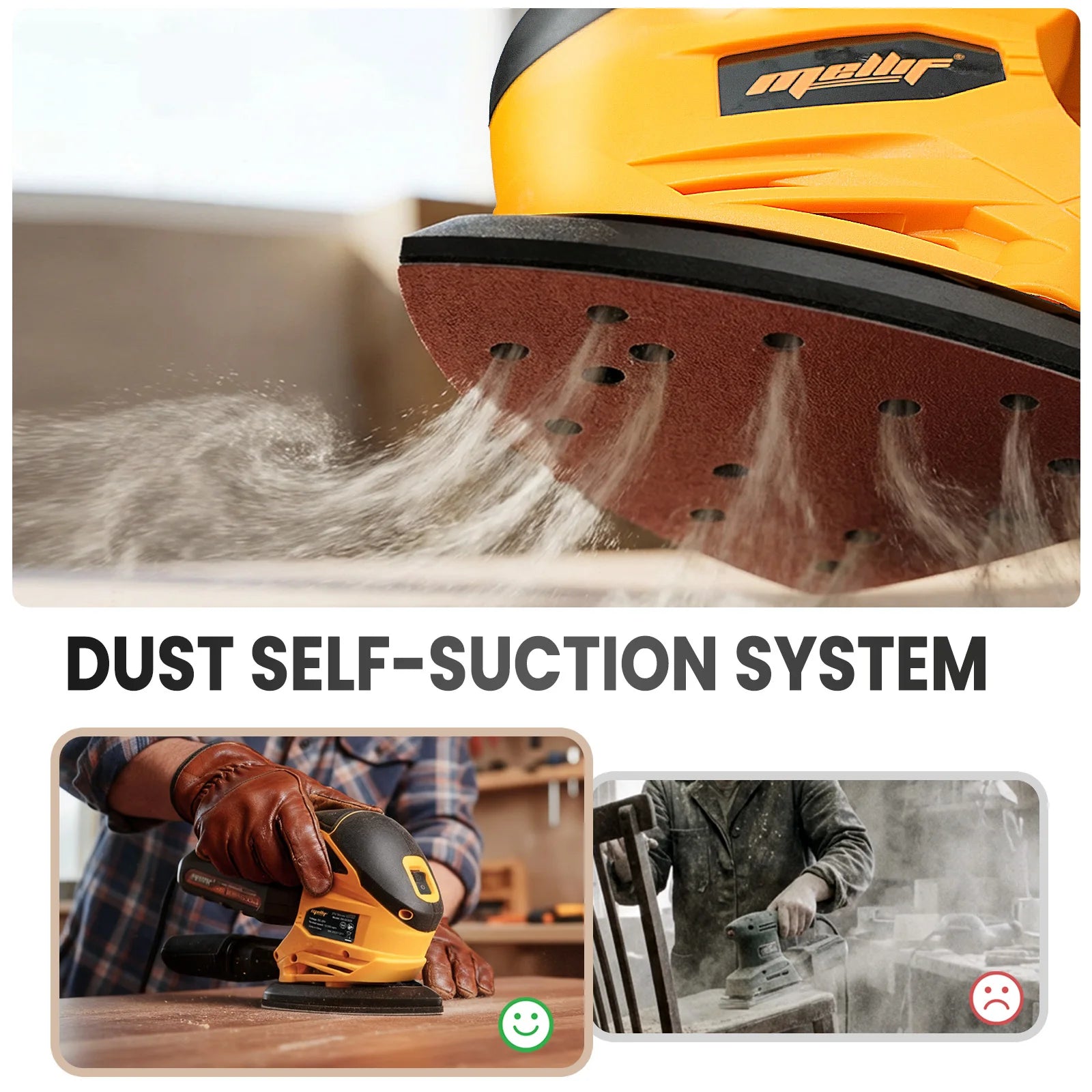 Cordless Brushless Detail Sander Compatible with 18V 20V Battery Compact Electric Sander with Dust Collector