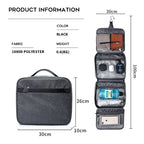 Hanging Toiletry Bag Waterproof 1680D Oxford Travel Cosmetic Organizer with Multiple Compartments and Hook Black