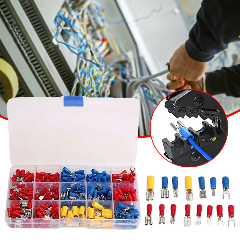 280pcs Cable Lugs Assortment Kit Wire Flat Female and Male Insulated Electric Wire Cable Connectors Crimp Terminals Set