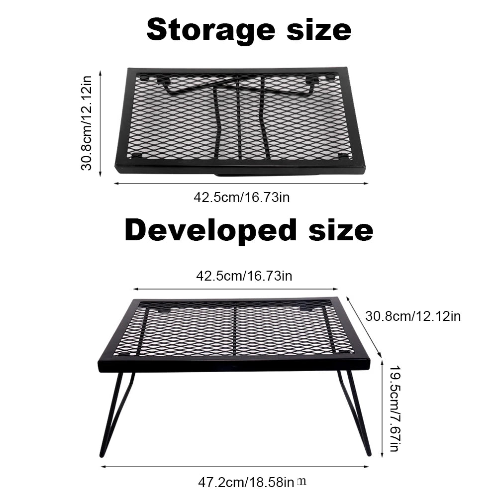 Foldable Campfire Grill Grate Heavy Duty Over Fire Cooking Rack for Camping Picnic Fire Pit