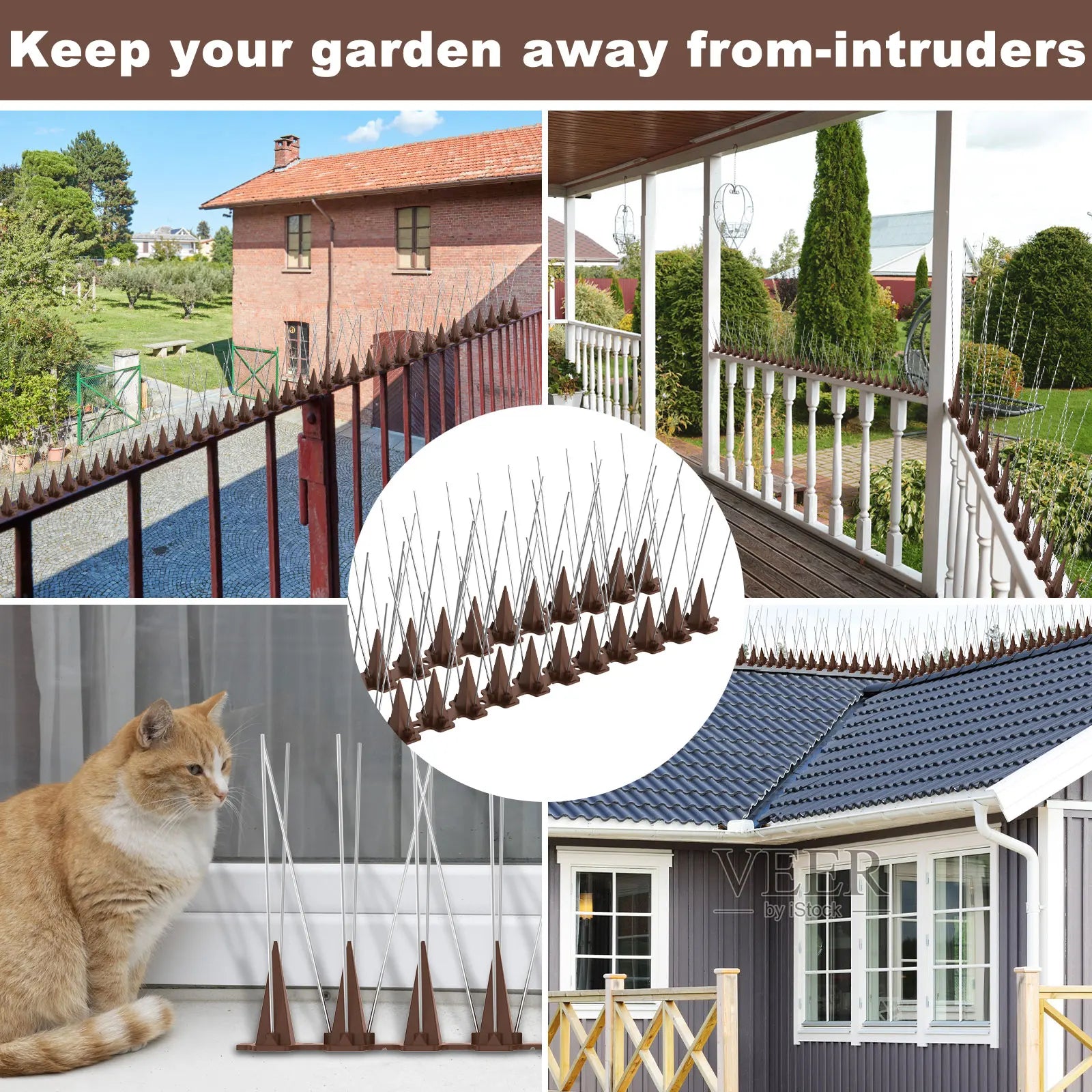 Bird Spike Strips 10 Pack Stainless Steel Anti Bird Deterrent for Fence Roof Balcony Window Ledge