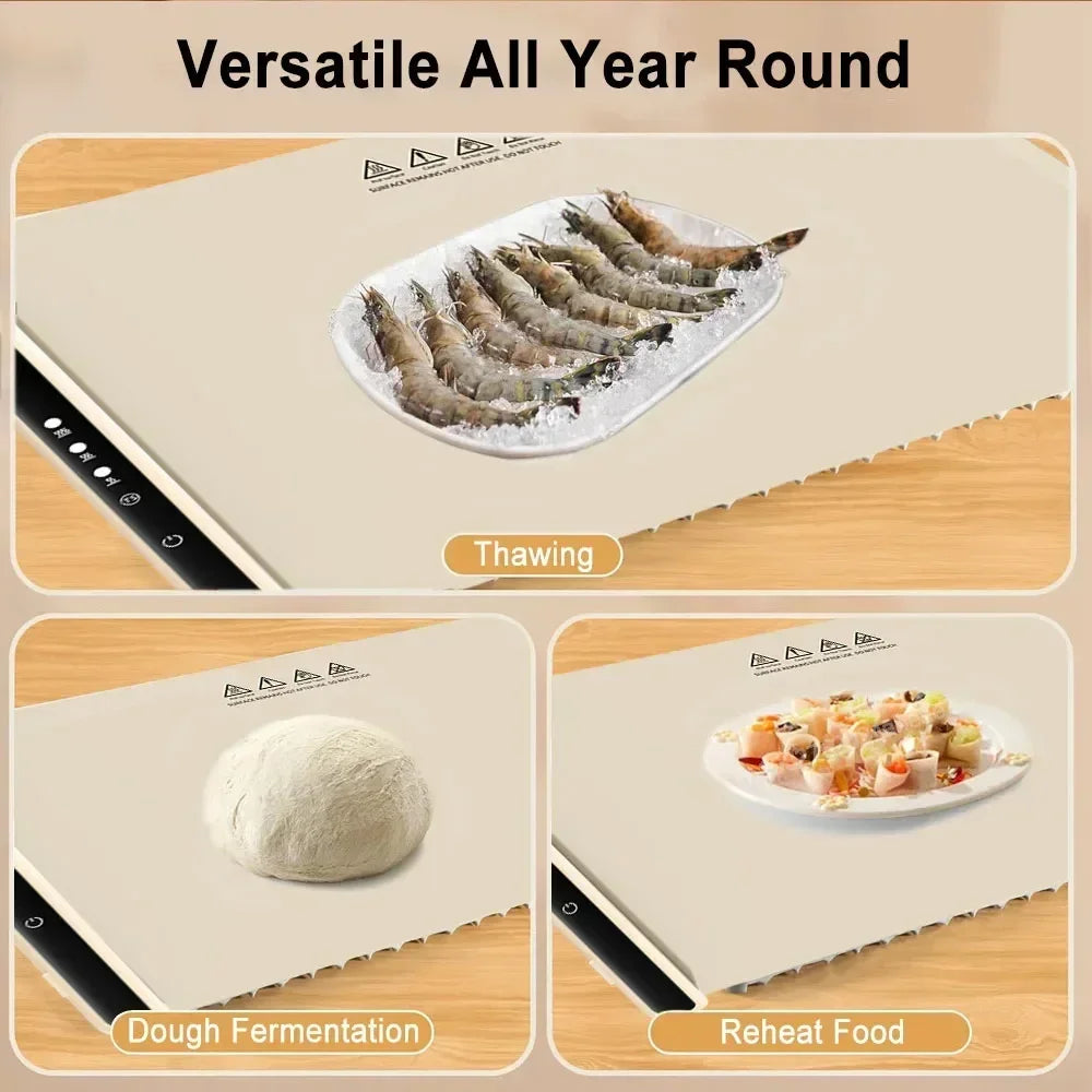 Portable Electric Food Warming Tray 67 x 38cm Foldable Silicone Heating Mat with 3 Temperature Levels