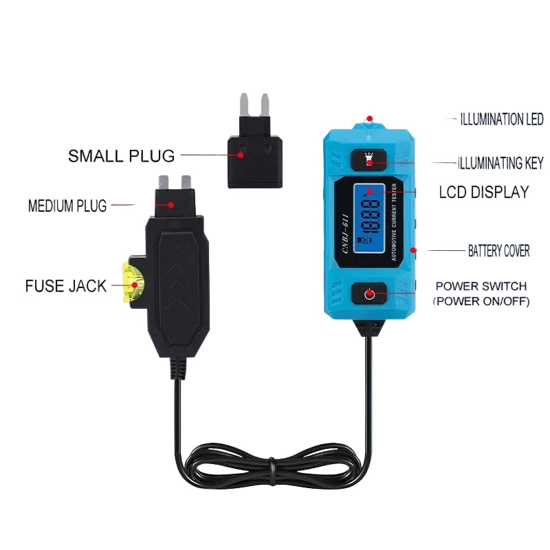 Portable Car Fuse Current and Leakage Tester with LCD Display Automotive Electrical Diagnostic Tool