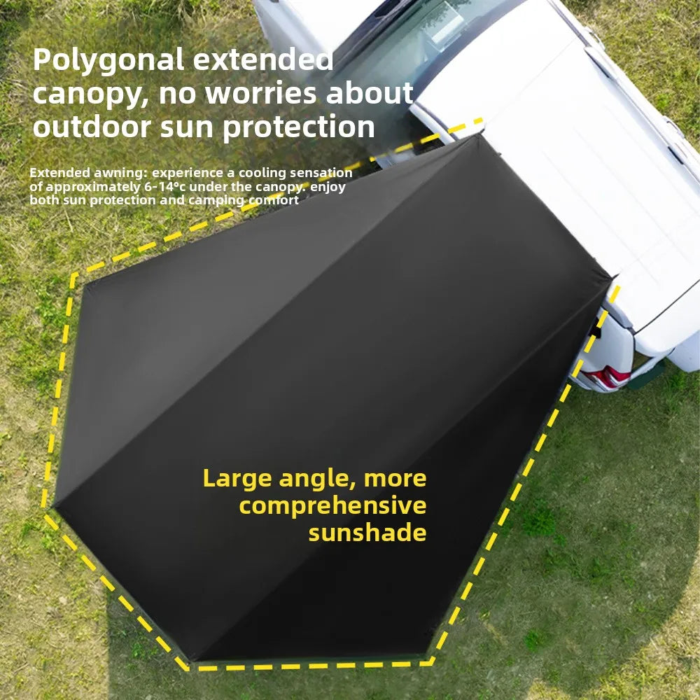 Portable SUV Side Canopy Outdoor Camping Awning with Wind Ropes, Ground Stakes and Storage Bag