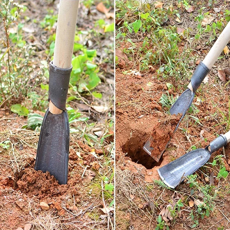 Heavy Duty Carbon Steel Pit Digging Shovel Hand Forged Garden Soil Digging Tool